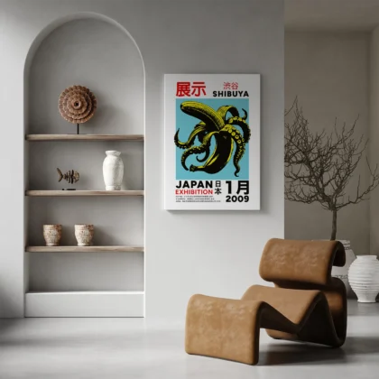 Japanese Octopus Banana Print – Blue