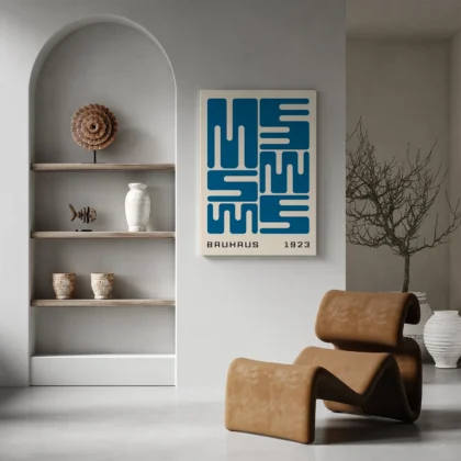Bauhaus Wandbild – Blaue Stadtblöcke