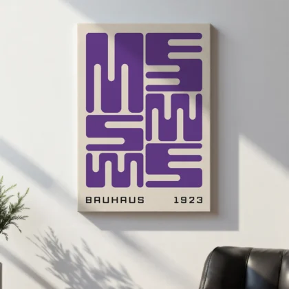 Bauhaus Wandbild – Violette Stadtblöcke