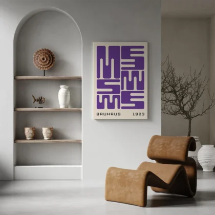 Bauhaus Wandbild – Violette Stadtblöcke