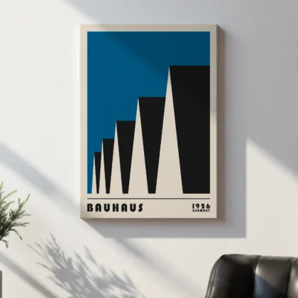 Bauhaus Print – Blue Urban Roofs