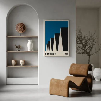 Bauhaus Print – Blue Urban Roofs