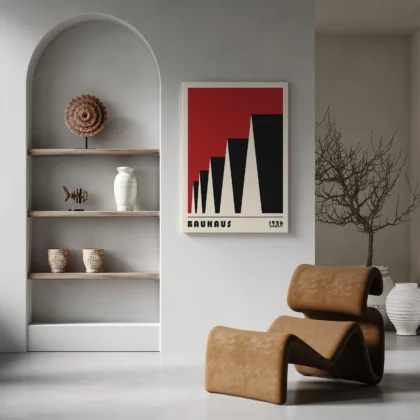 Bauhaus Wandbild – Stadtrhythmus Rot