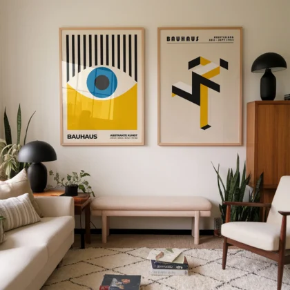 Bauhaus Print Set of 2 – Graphic Balance Yellow