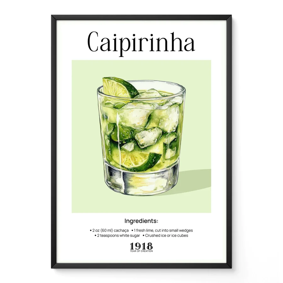 Wandbild – Caipirinha Cocktail Rezept