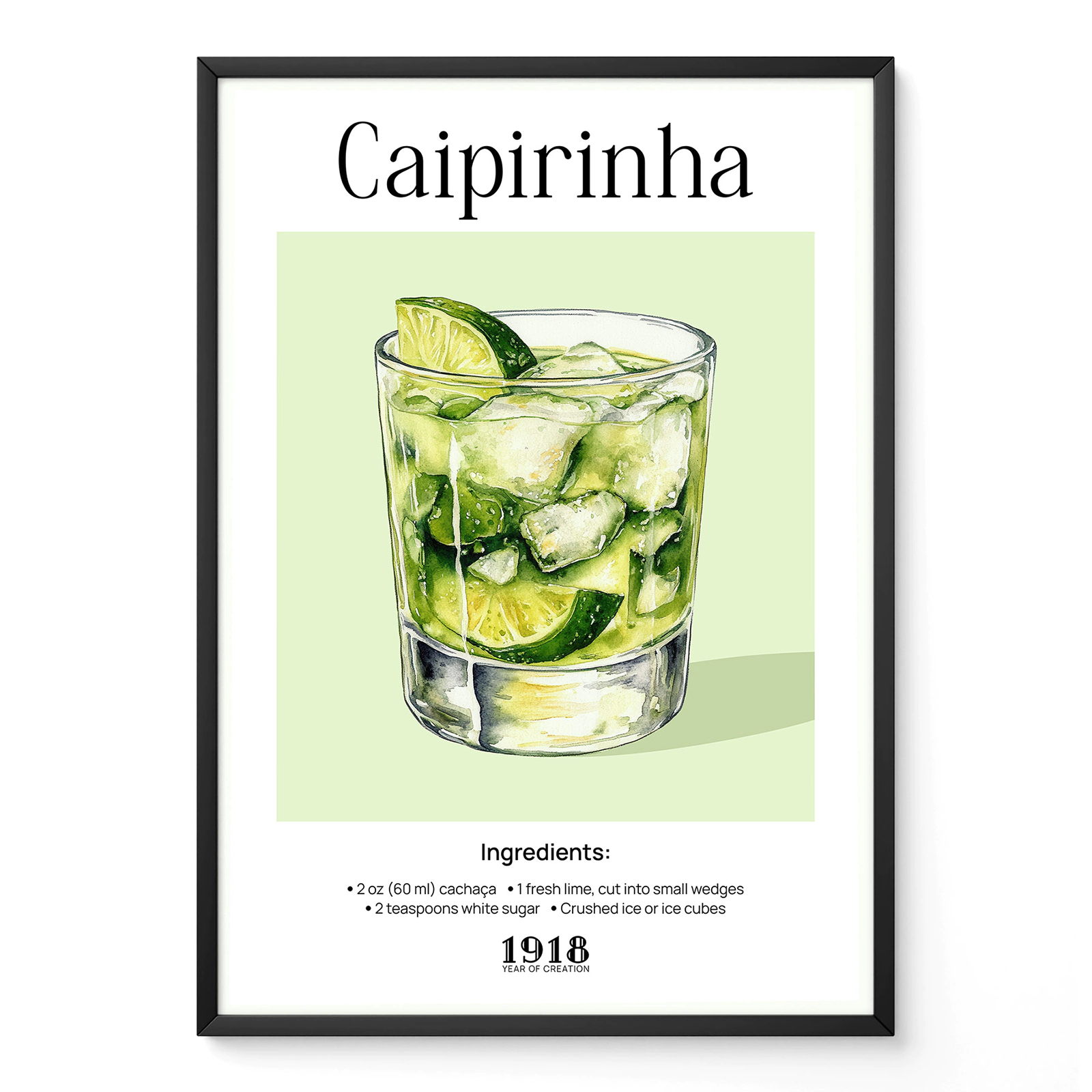 Wandbild – Caipirinha Cocktail Rezept
