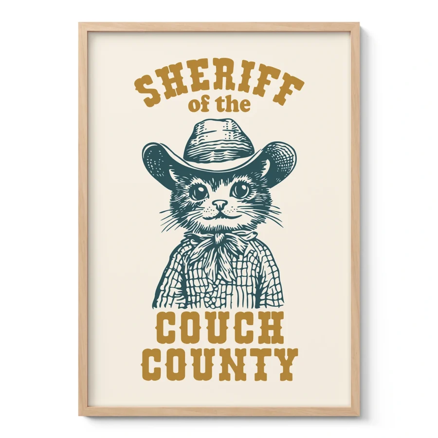 Wandbild – Cowboy Katze