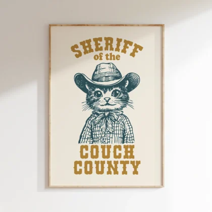Cat Cowboy Wall Art