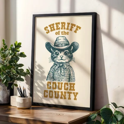 Cat Cowboy Wall Art