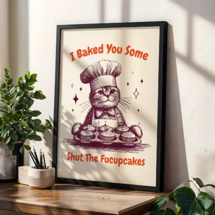 Cat Wall Art – I Baked You Some Shut The Fucupcakes