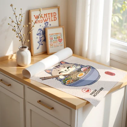 Cat with Ramen Bowl – Noodle Art Print
