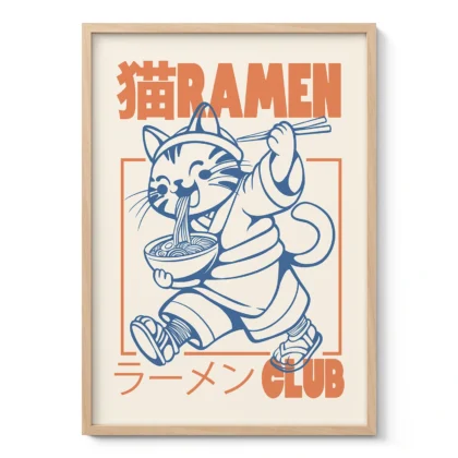 Cat with Ramen – Noodle Wall Art