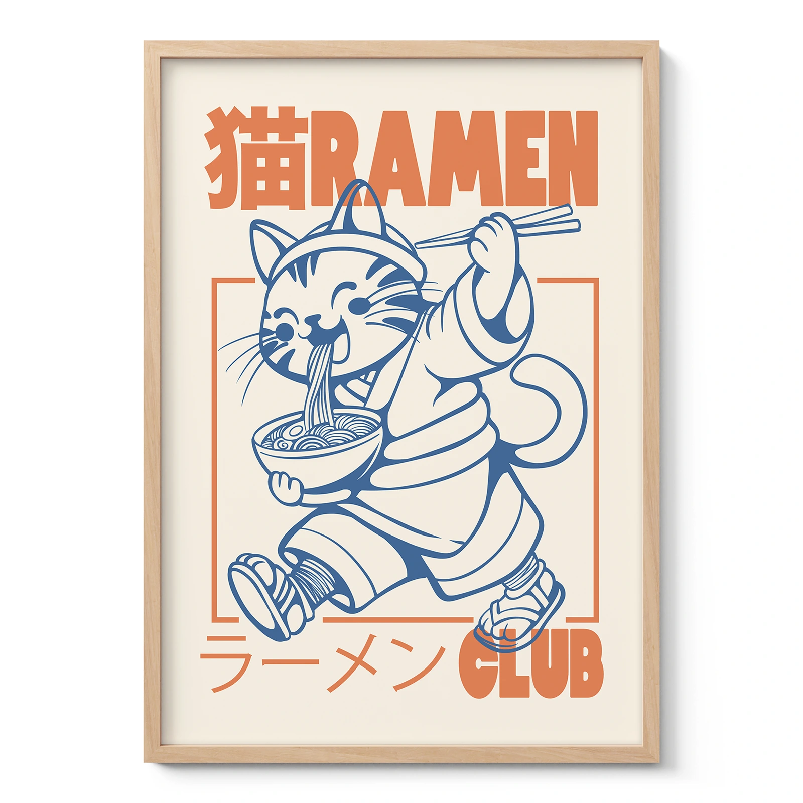 Cat with Ramen – Noodle Wall Art