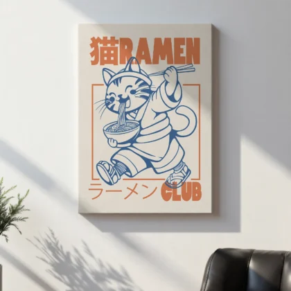 Cat with Ramen – Noodle Wall Art