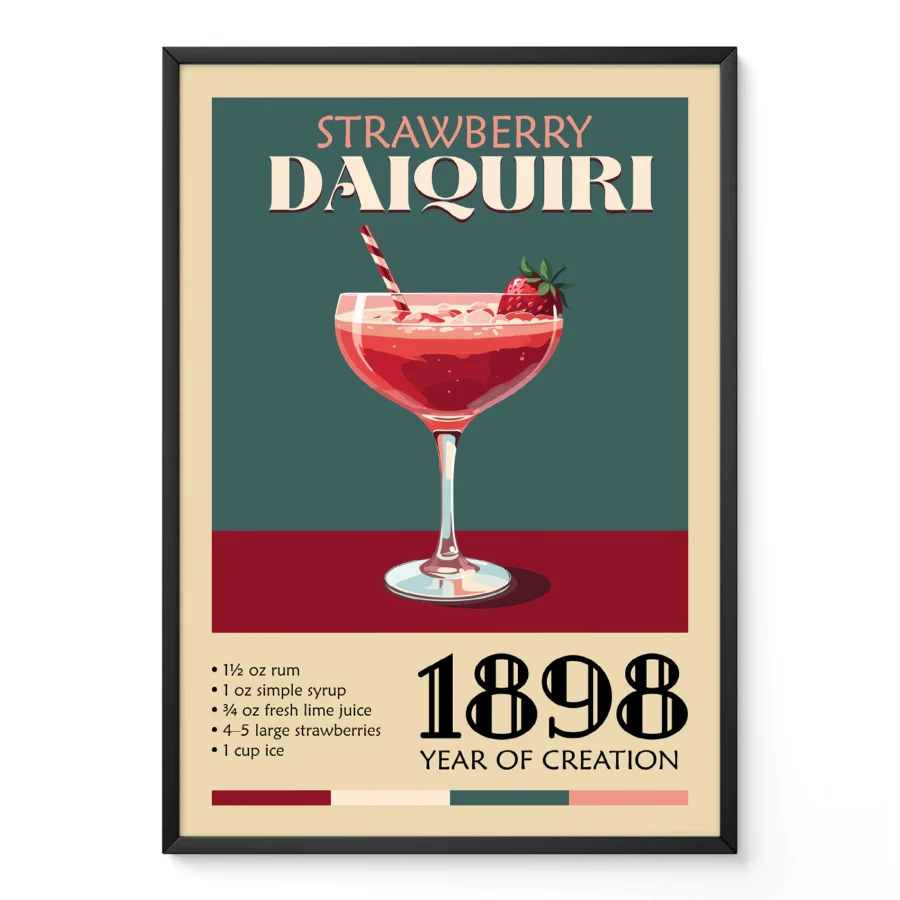 Cocktail Wall Art – Strawberry Daiquiri Art Print
