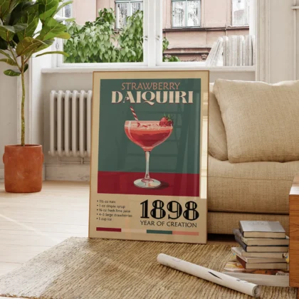 Cocktail Wall Art – Strawberry Daiquiri Art Print