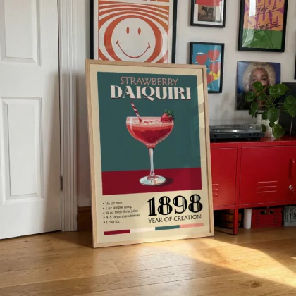 Cocktail Wall Art – Strawberry Daiquiri Art Print