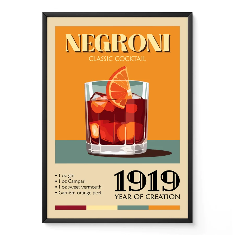 Cocktail Wall Art – Negroni Art Print