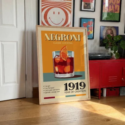 Cocktail Wall Art – Negroni Art Print