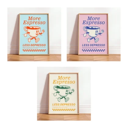 Retro Coffee Wall Art – More Espresso Less Depresso