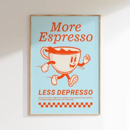 Retro Coffee Wall Art – More Espresso Less Depresso
