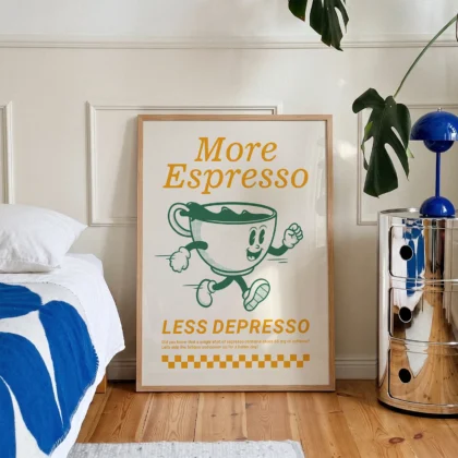 Retro Coffee Wall Art – More Espresso Less Depresso