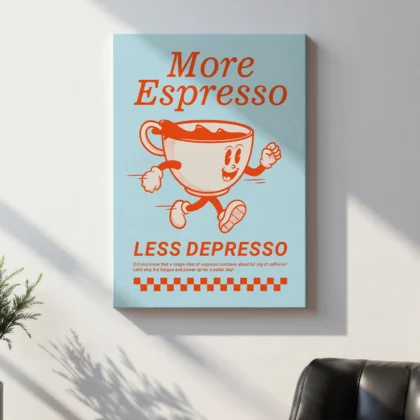 Retro Coffee Wall Art – More Espresso Less Depresso
