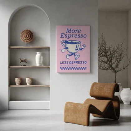 Retro Coffee Wall Art – More Espresso Less Depresso