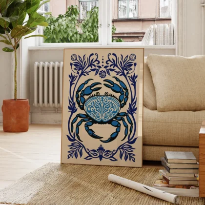 Retro Wandbild mit Krabbe