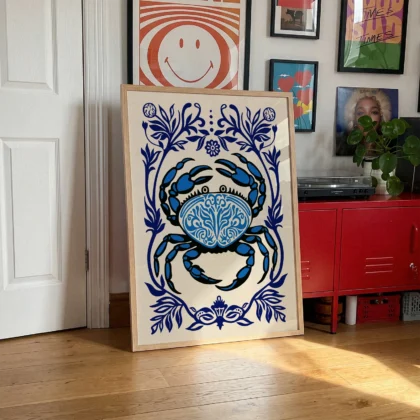 Retro Wandbild mit Krabbe
