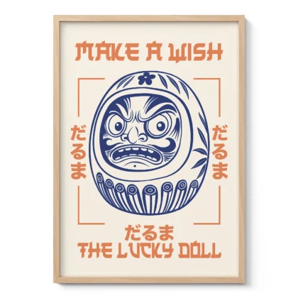 Daruma Wandbild – Japanischer Retro Stil