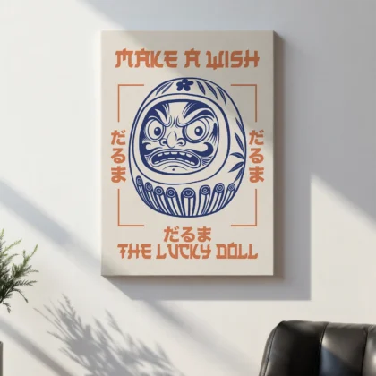 Daruma Wandbild – Japanischer Retro Stil