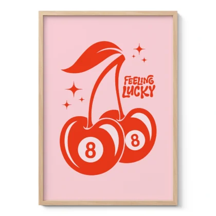 Feeling Lucky Wall Art – Retro Cherry 8 Ball Poster