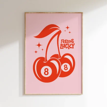Feeling Lucky Wall Art – Retro Cherry 8 Ball Poster