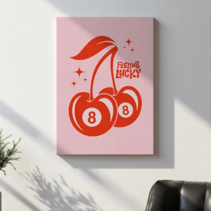 Feeling Lucky Wall Art – Retro Cherry 8 Ball Poster