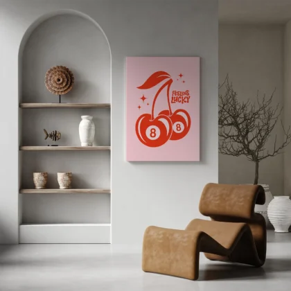 Feeling Lucky Wall Art – Retro Cherry 8 Ball Poster