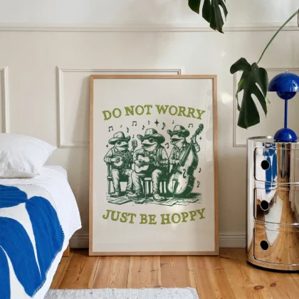 Frogs Wall Art – Do Not Worry, Just Be Hoppy