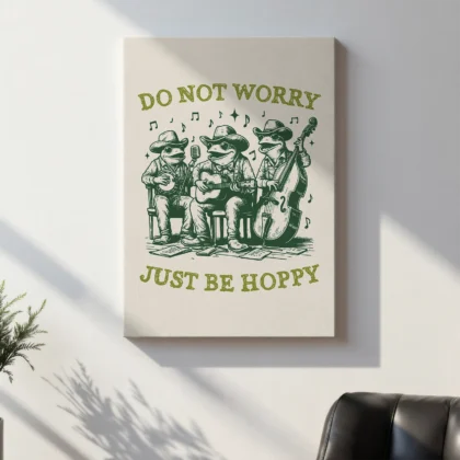 Frogs Wall Art – Do Not Worry, Just Be Hoppy