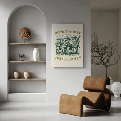 Frogs Wall Art – Do Not Worry, Just Be Hoppy