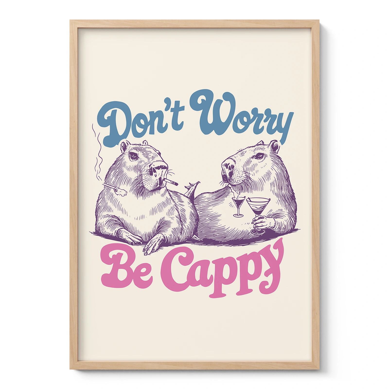 Funny Capybara Wall Art – Don’t Worry Be Cappy