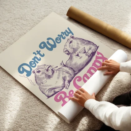 Funny Capybara Wall Art – Don’t Worry Be Cappy