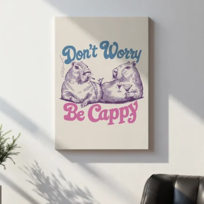 Funny Capybara Wall Art – Don’t Worry Be Cappy