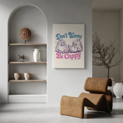 Funny Capybara Wall Art – Don’t Worry Be Cappy