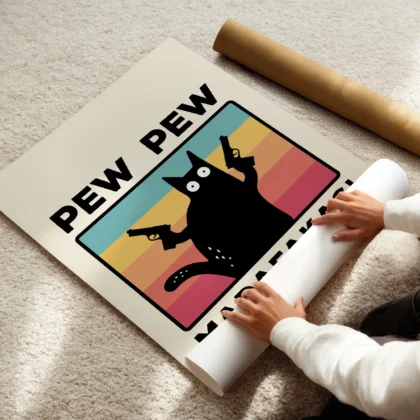 Funny Cat Wall Art – Pew Pew Madafakas