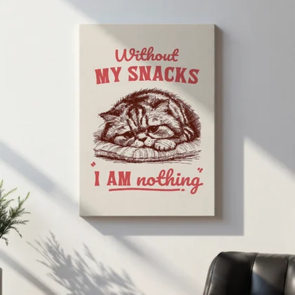 Funny Cat Wall Art – Without My Snacks I Am Nothing