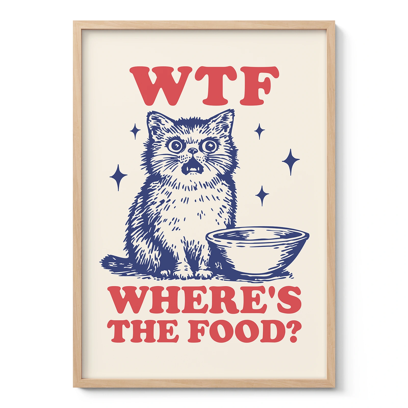 Funny Cat Wall Art – WTF Where’s The Food?