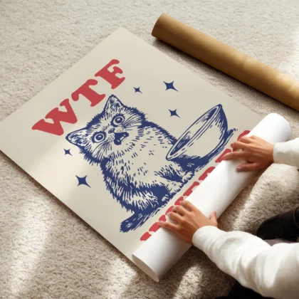 Funny Cat Wall Art – WTF Where’s The Food?