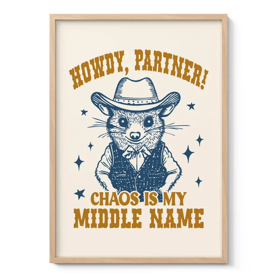 Wandbild – Cowboy Opossum