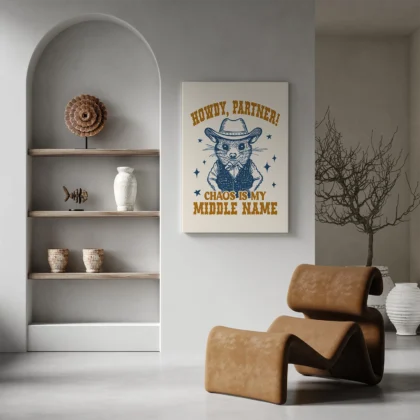 Funny Opossum Cowboy Wall Art