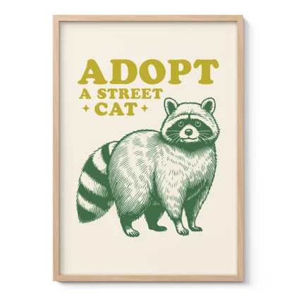 Funny Raccoon Wall Art – Adopt a Street Cat